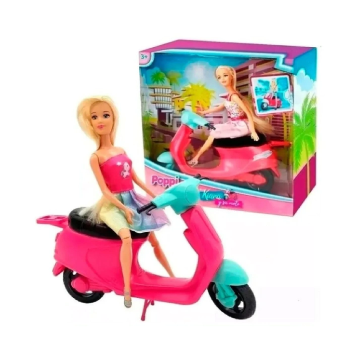 Muñeca Kiara y Su Moto De Paseo Poppi Doll