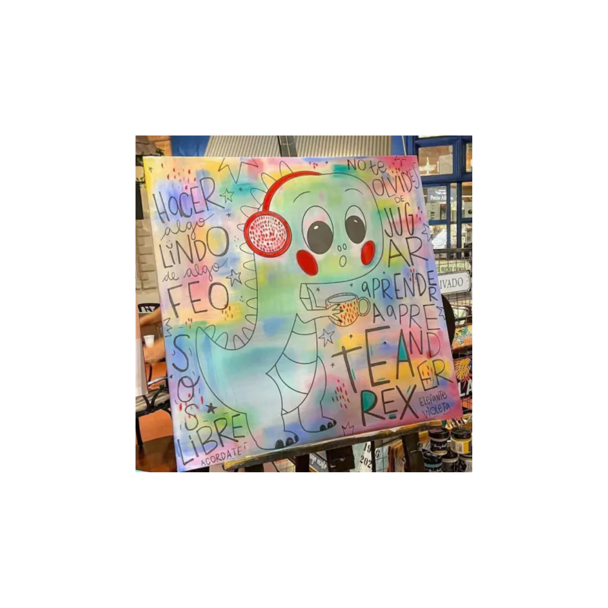 Bastidor 30x30 Elefante violeta 002