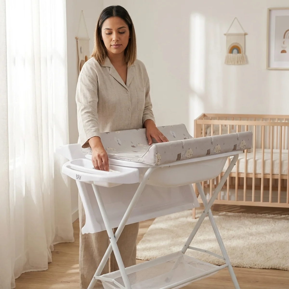 Catre de Baño con Cambiador Rabbit Beige Baby One