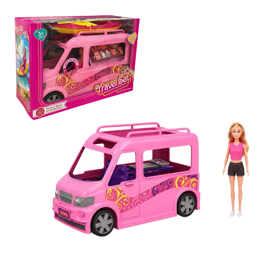 Camper Caravana Rosa con Luz y Sonido
