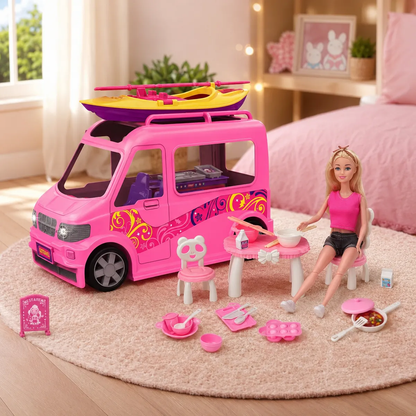 Camper Caravana Rosa con Luz y Sonido