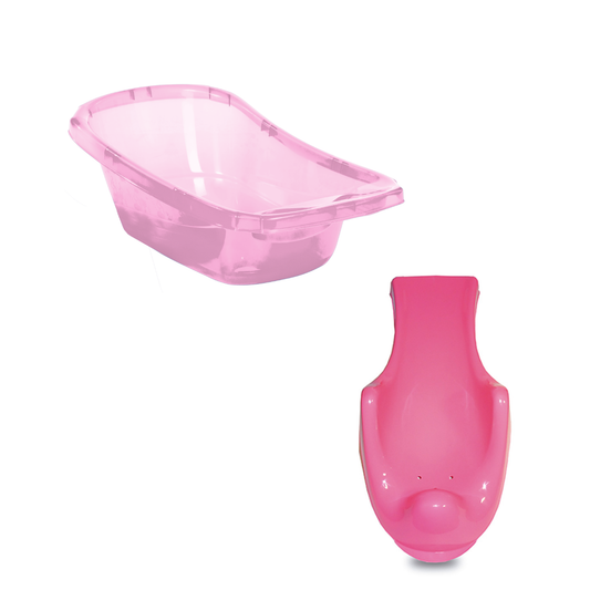 Set de Baño Bebé Bañera Ergonómica + Reductor Reposera Rosa