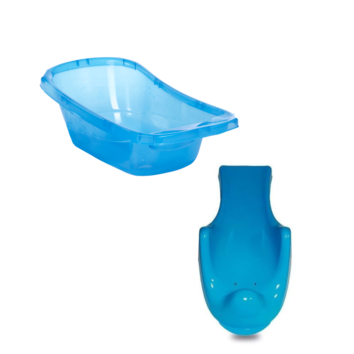 Set de Baño Bebé Bañera Ergonómica + Reductor Reposera Azul