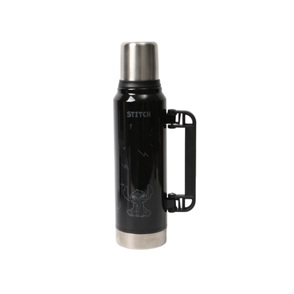 Termo de Acero Inoxidable Stitch Negro 1.4 Litros