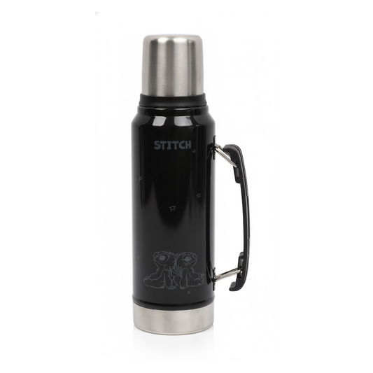 Termo Lilo & Stitch Negro de Acero Inoxidable 1000 ml