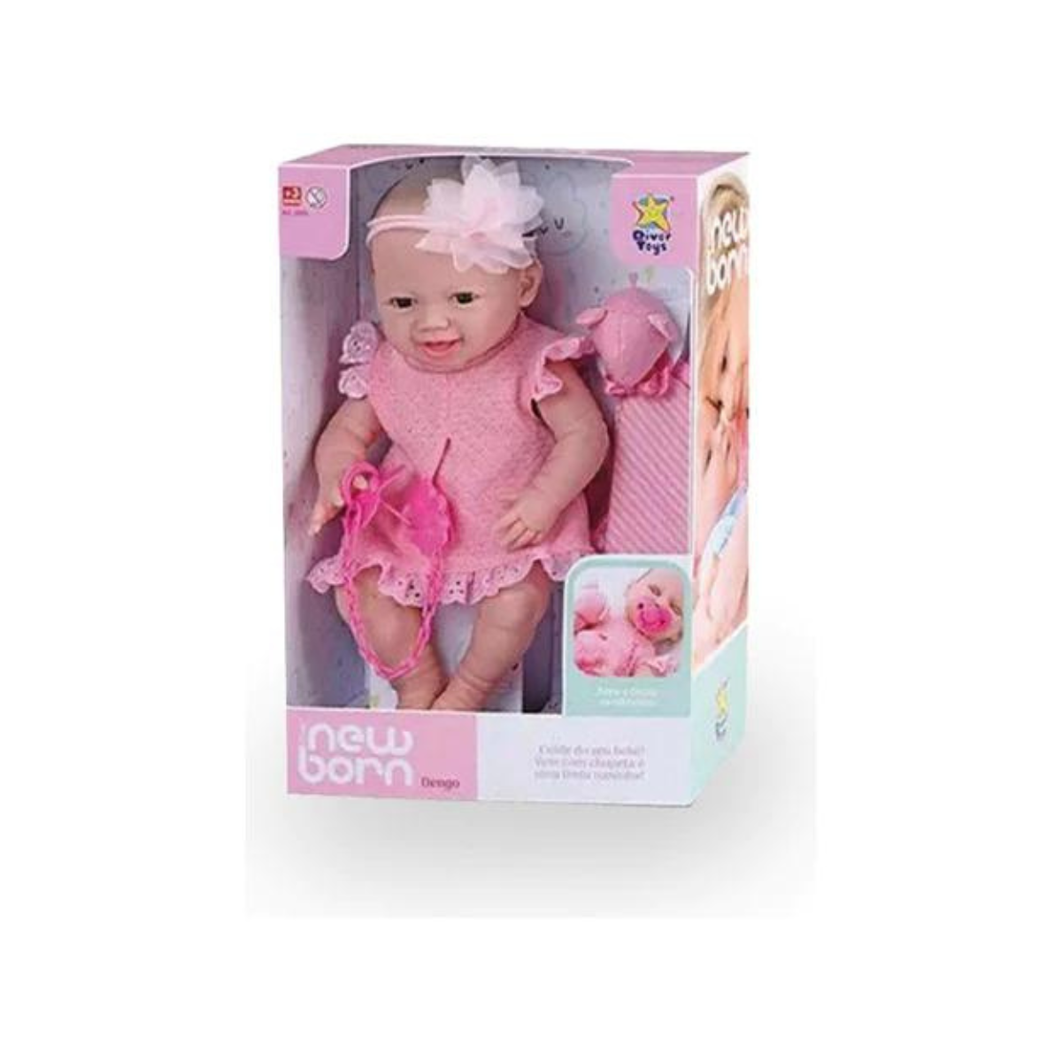 Bebé Recién Nacido Con Vestido Y Moño Divertoys