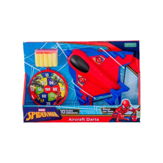 Spiderman Avión Lanzador Con 10 Dardos Aircraft Darts Ditoys