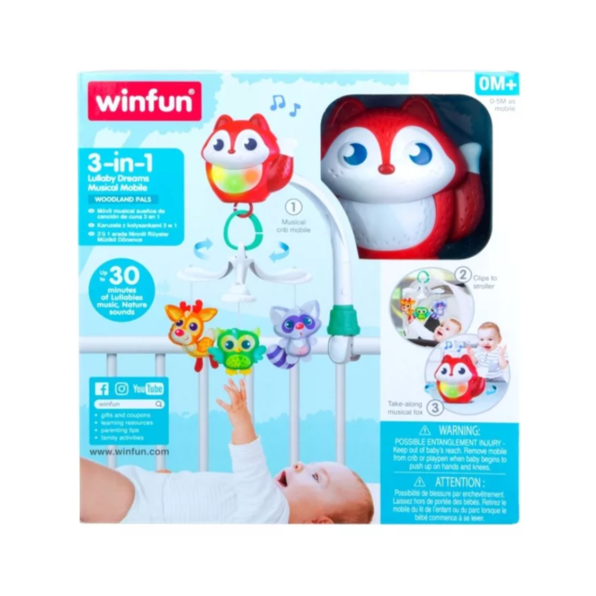 Cunero Diseño Zorrito 3 En 1 Con Luz Y Sonido WinFun