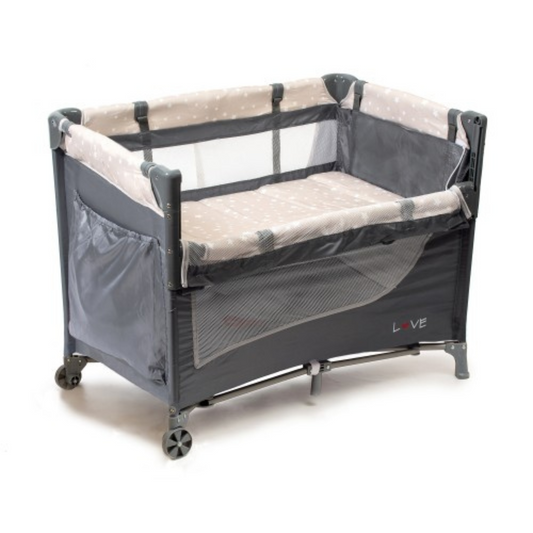 Cuna De Viaje Colecho Gris Star Beige Baby First