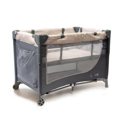 Cuna De Viaje Colecho Gris Star Beige Baby First