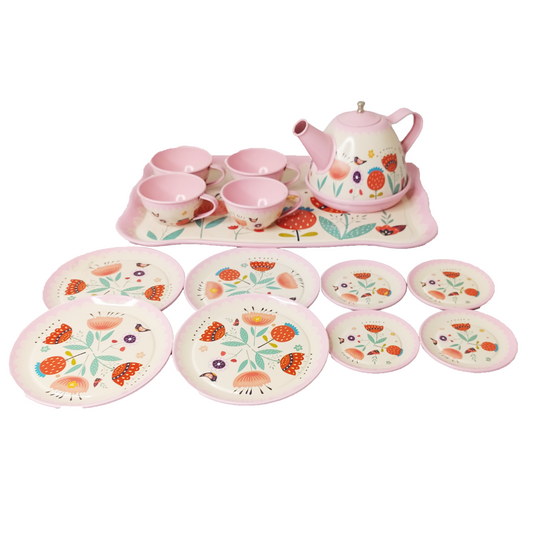 Set De Té Metal Con Valija Teapot Party