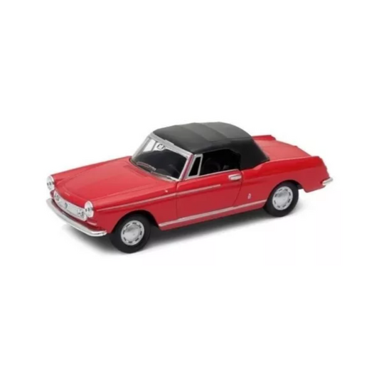 Vehículo Welly Escala 1:34 Peugeot 404 Cabriolet Soft Top Rojo