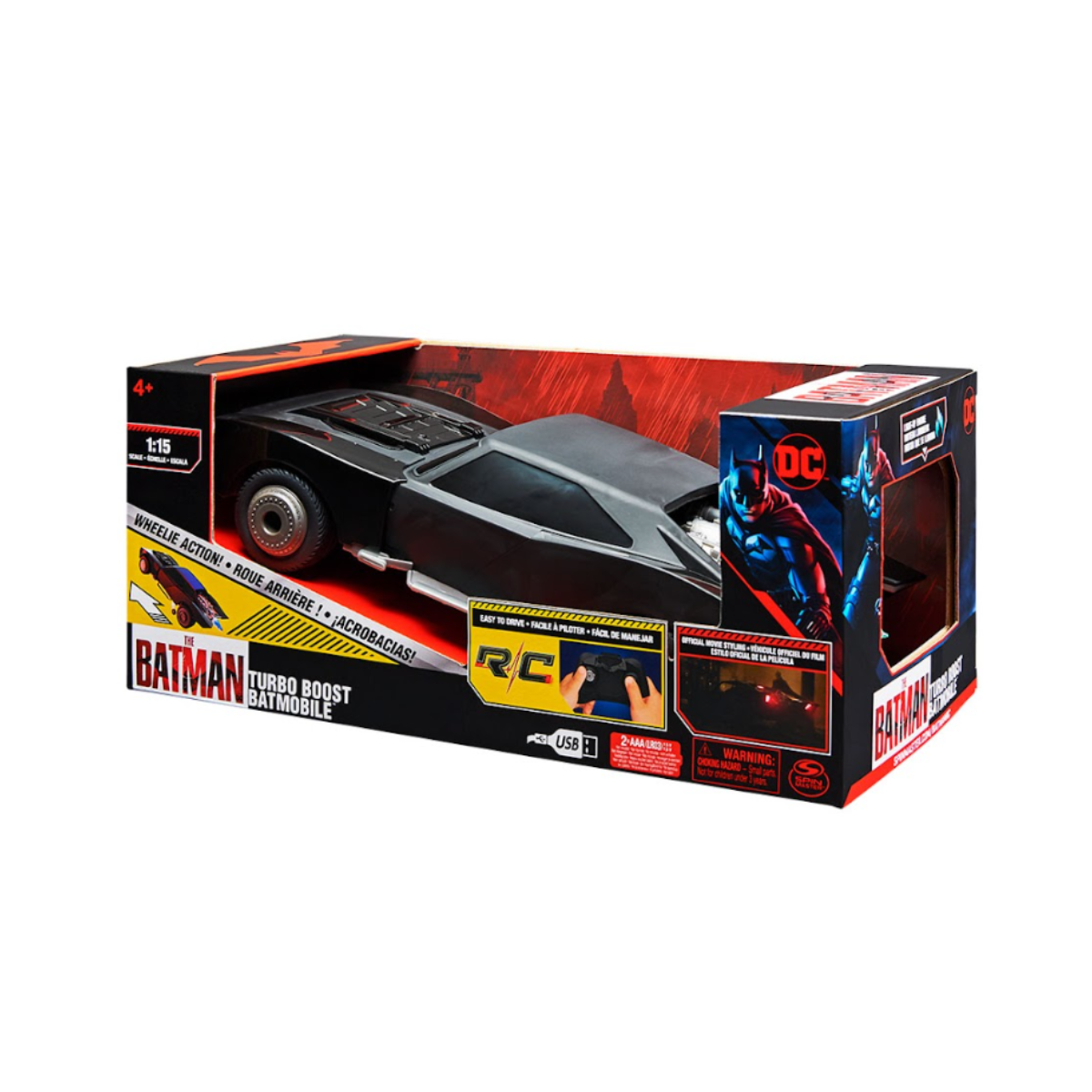 Vehículo Batimovil  Radio Control Con USB Batman Movie 2022