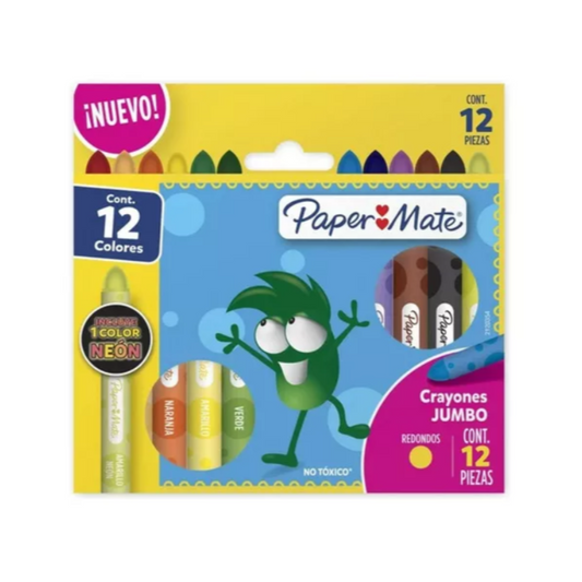 Crayones Redondos Gruesos 12 Unidades Paper Mate