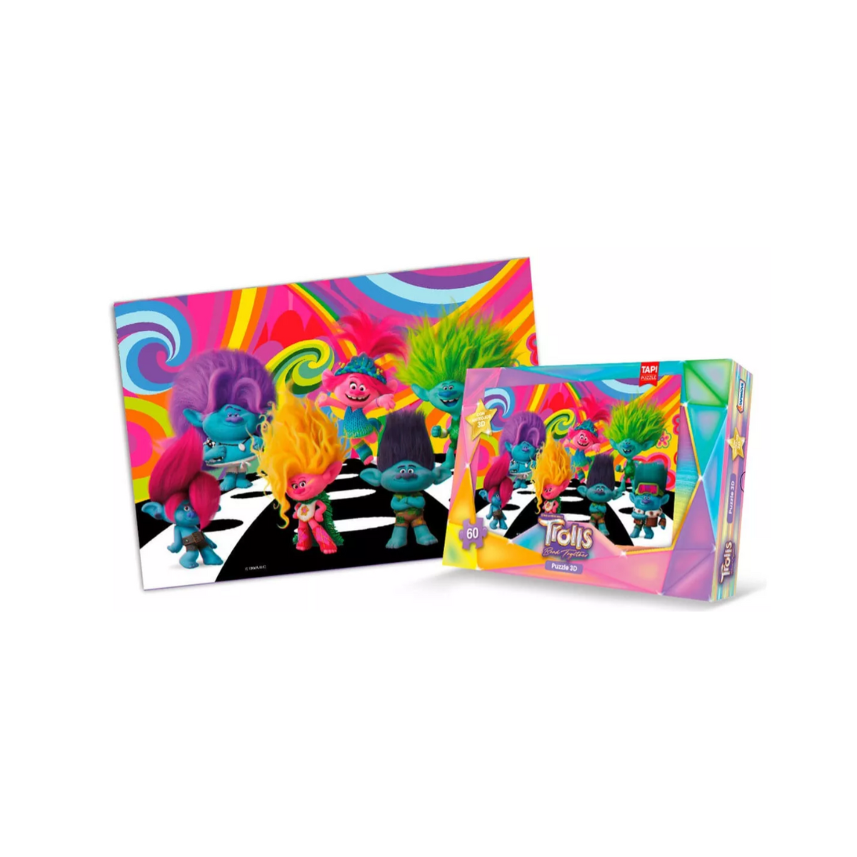 Rompecabezas 3D 60 Piezas Con Anteojos Trolls