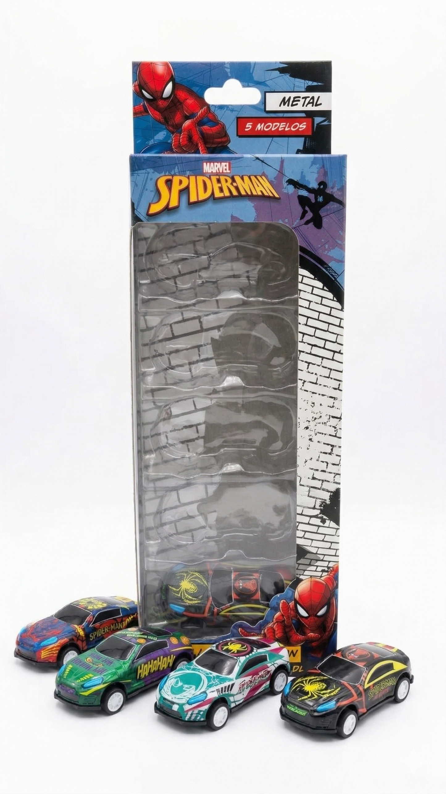 Set de 5 Autos Metálicos Spider-Man Pull Back Action
