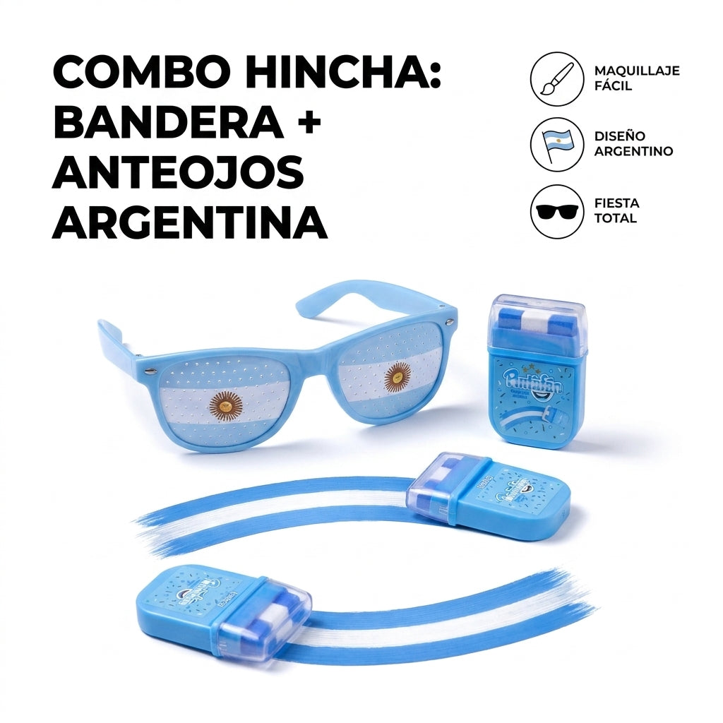 Combo Hincha: Bandera + Anteojos Argentina