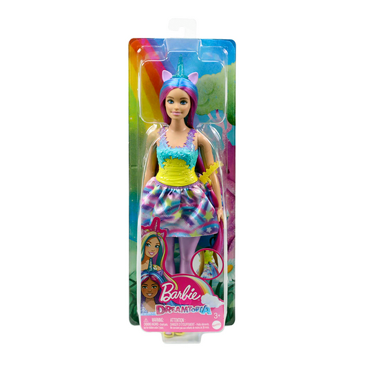 Barbie Unicornio Con Pelo y Cuerno Azul