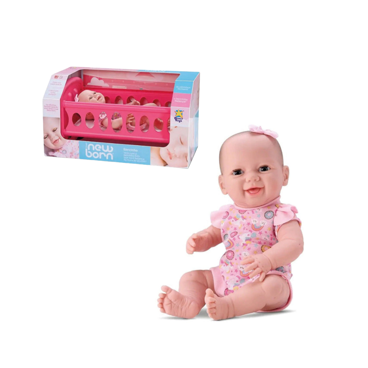 Colección Recién Nacido: Cunita con Balanceo y Muñeco con Chupete