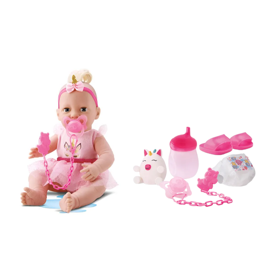 Colección Recién Nacido: Muñeca Articulada Vestido Unicornio 36 cm