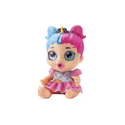 Muñeca My Little Glitter Articulada con Pelo de Colores, Biberón y Pañal