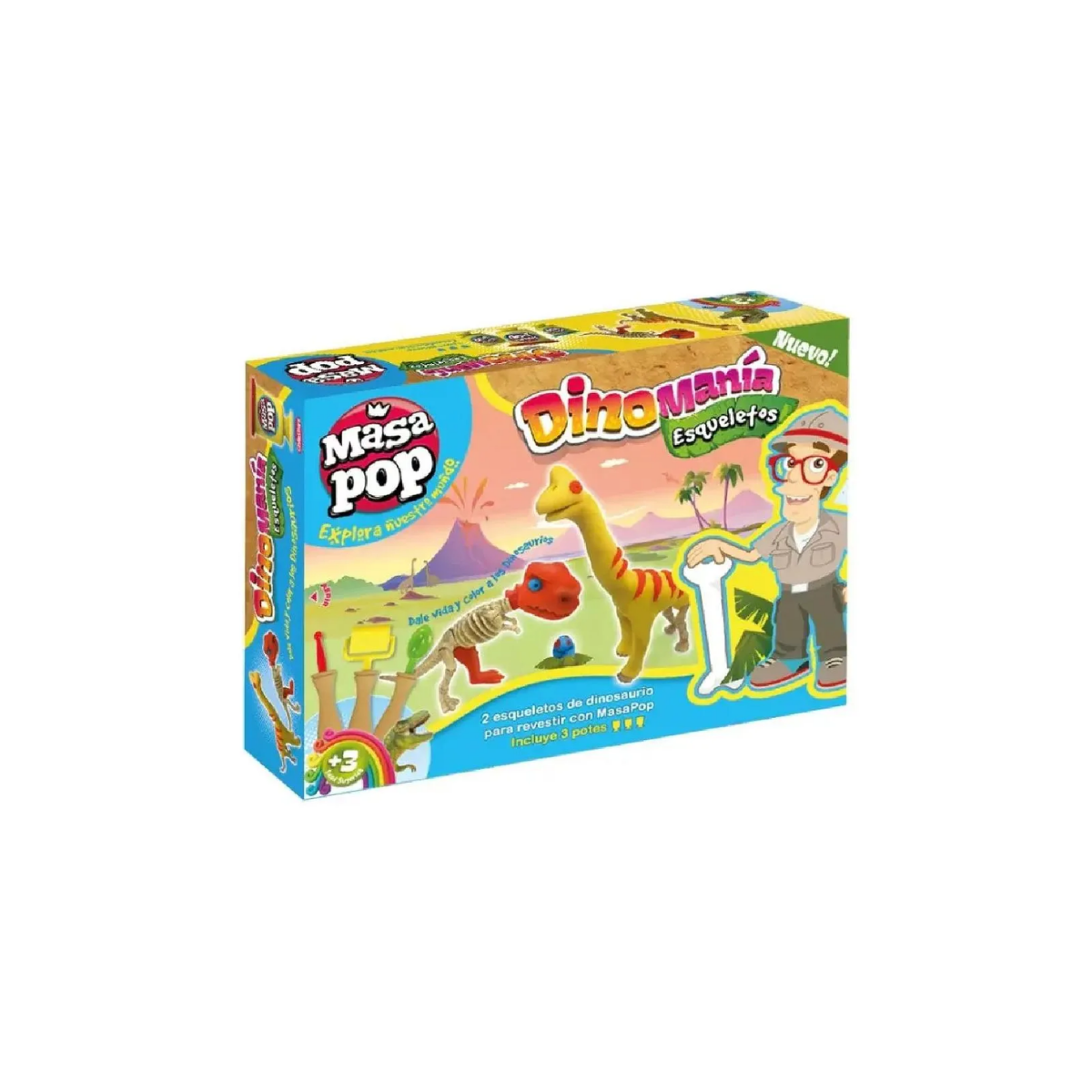 Set de Masa Pop Dinomanía Esqueletos Caja Grande