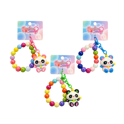 Llavero Panda Brillante con Pulsera de Cuentas