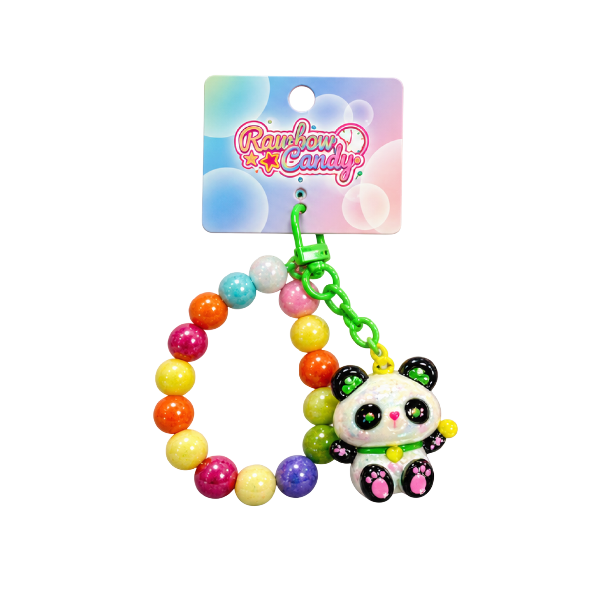 Llavero Panda Brillante con Pulsera de Cuentas