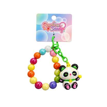 Llavero Panda Brillante con Pulsera de Cuentas