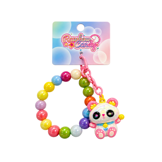 Llavero Panda Brillante con Pulsera de Cuentas