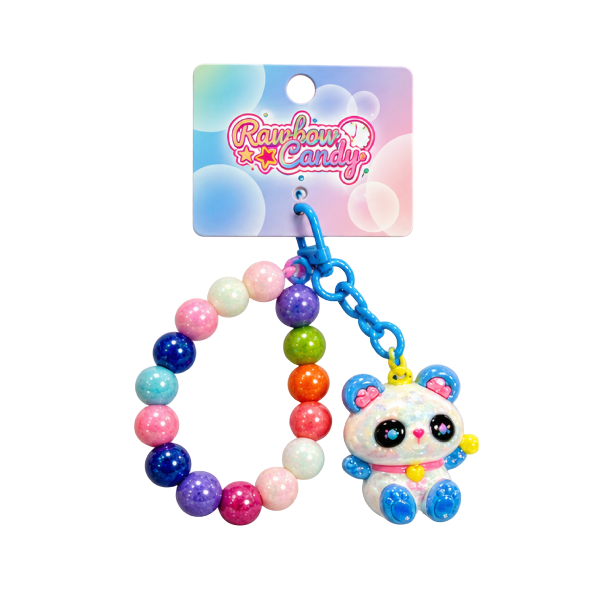 Llavero Panda Brillante con Pulsera de Cuentas