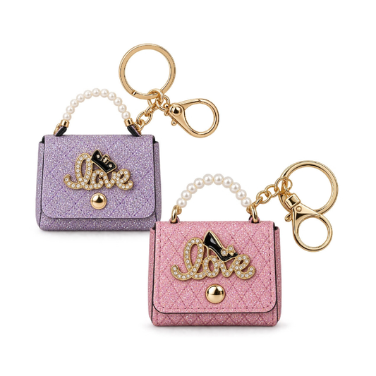 Llavero Mini Cartera con Brillo y Detalle Love