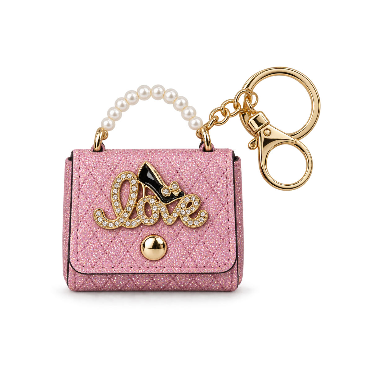 Llavero Mini Cartera con Brillo y Detalle Love