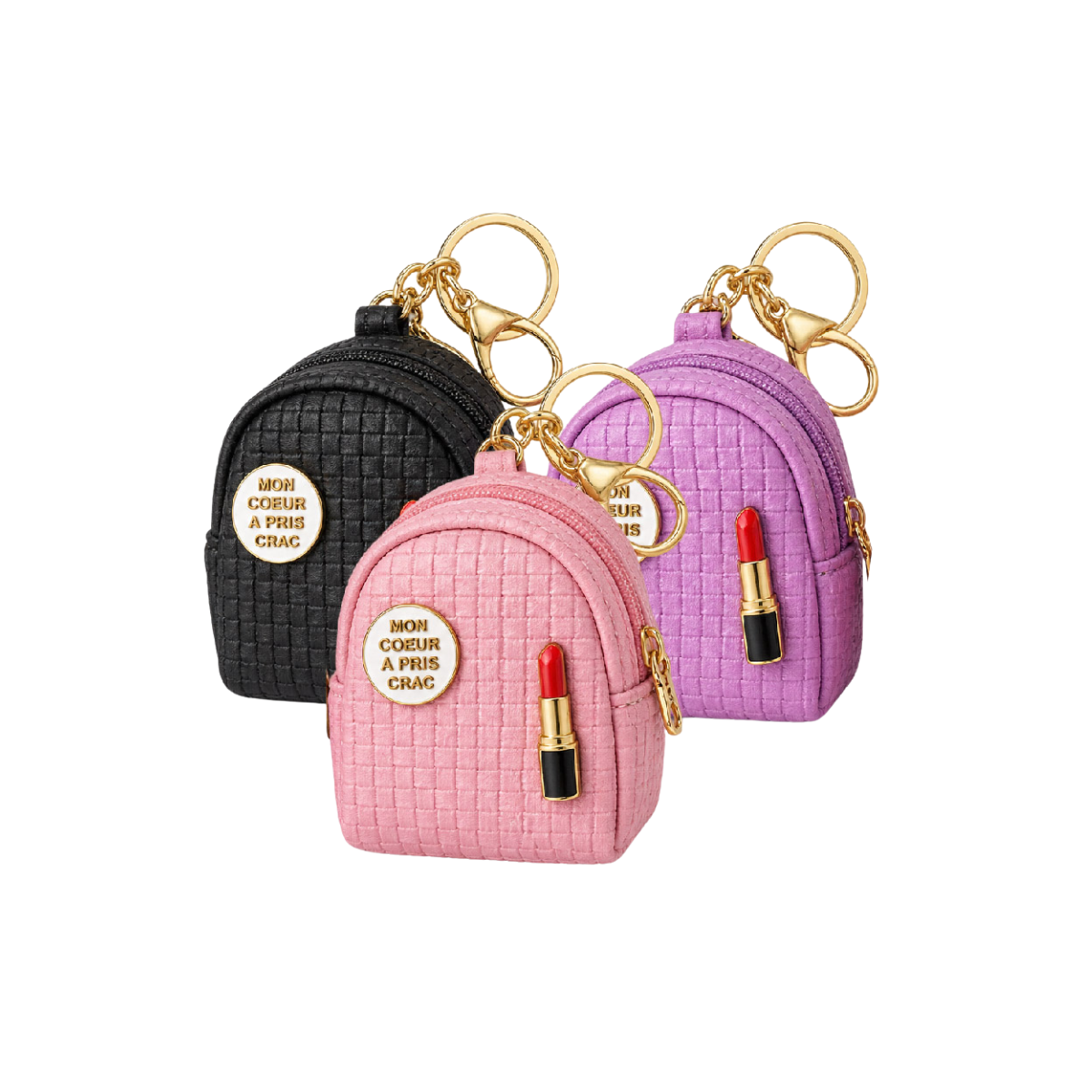 Llavero Mini Mochila Trenzada con Labial