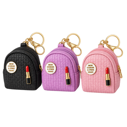 Llavero Mini Mochila Trenzada con Labial