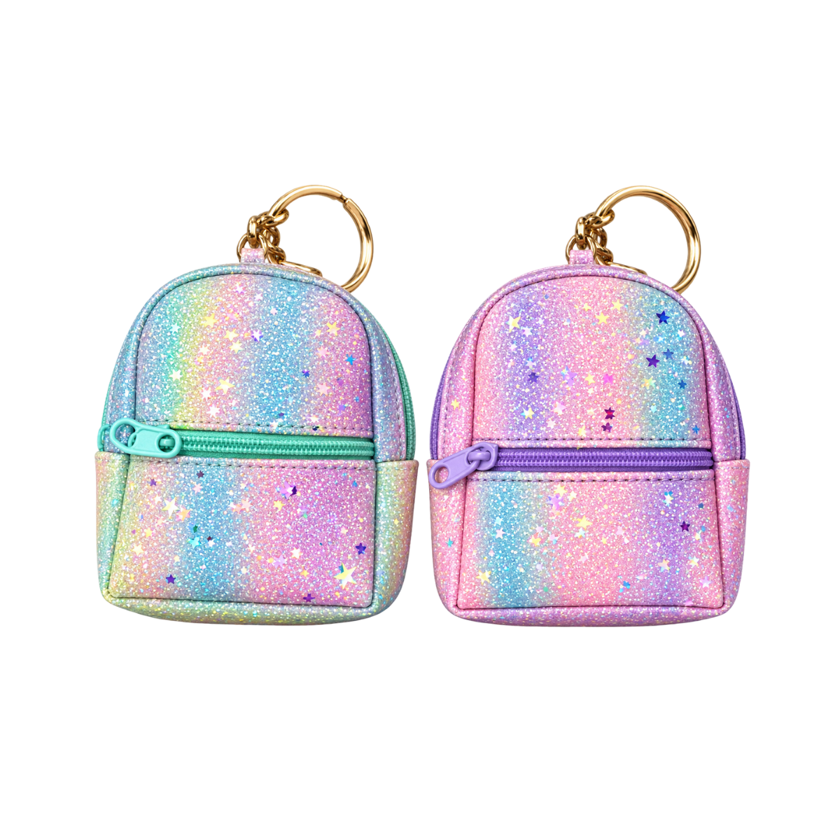 Llavero Mini Mochila Brillo y Estrellas