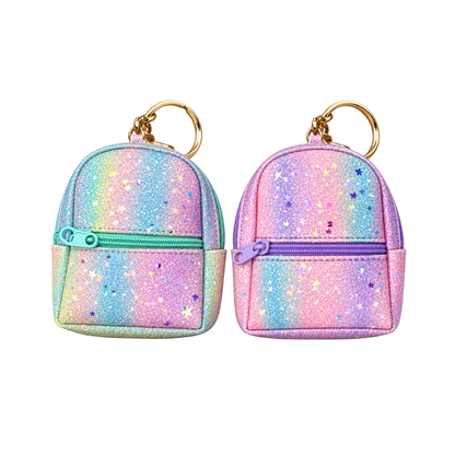Llavero Mini Mochila Brillo y Estrellas