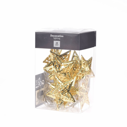 Guirnalda de 10 Estrellas LED 4 cm Doradas Alparamis