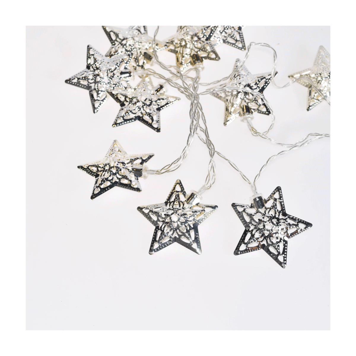 Guirnalda de 10 Estrellas LED 4 cm Plateadas Alparamis