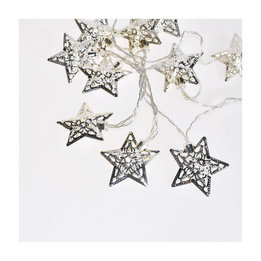 Guirnalda de 10 Estrellas LED 4 cm Plateadas Alparamis