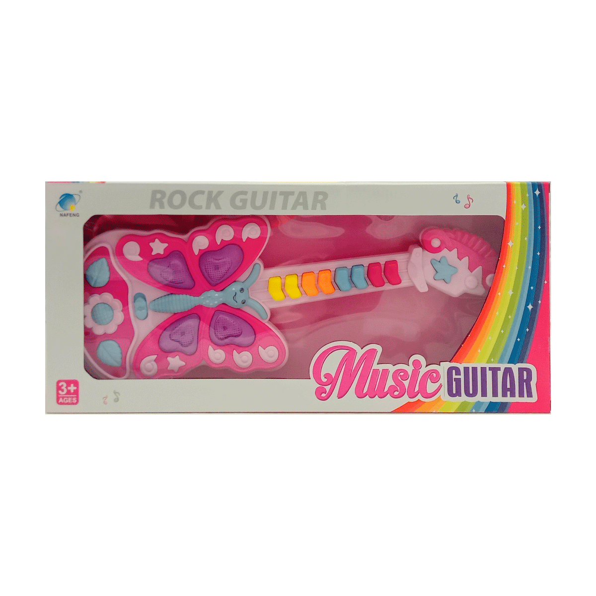 Guitarra Musical Mariposa Rosa