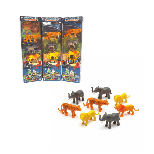 Set De Animales y Auto Con Alfombra