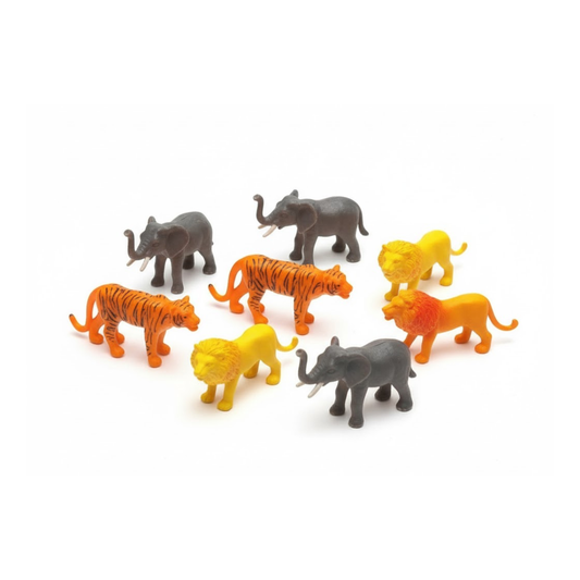 Set De Animales y Auto Con Alfombra