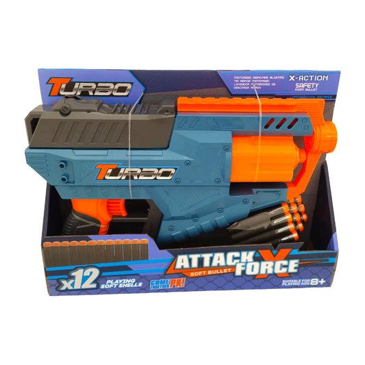 Pistola Lanzadardos Turbo Attack Force 12 Piezas