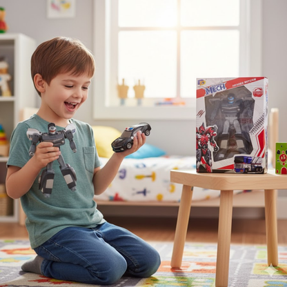 Robot Transformer Heroes Return con Auto de Policia Negro