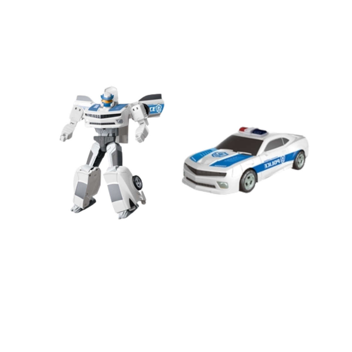 Robot Transformer Heroes Return con Auto de Policia Blanco