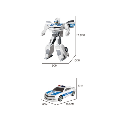 Robot Transformer Heroes Return con Auto de Policia Blanco