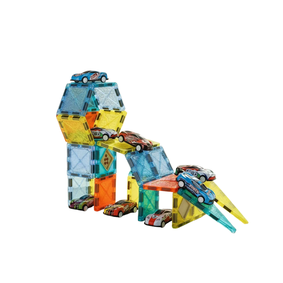 Juego Magnetico 48pcs con Pista De Carros + 8 autos.