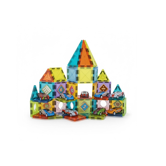 Set Magnético de Construcción 65 Piezas + 10 autos.