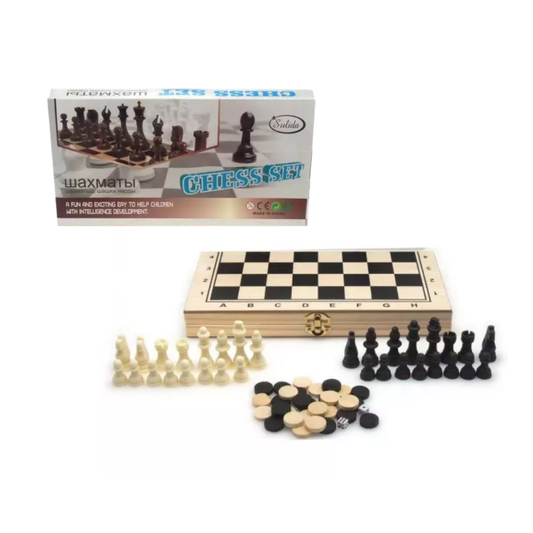 Tablero Ajedrez Madera 2 en 1